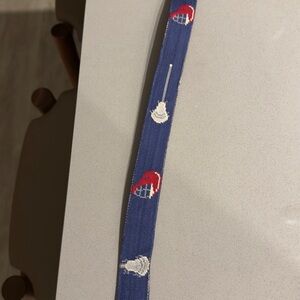 Blue Belt with Red and White Hockey Design